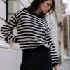 Midweight Knits | Midweight Knits>Humidity Lifestyle SIERRA STRIPE JUMPER - BLACK/STONE