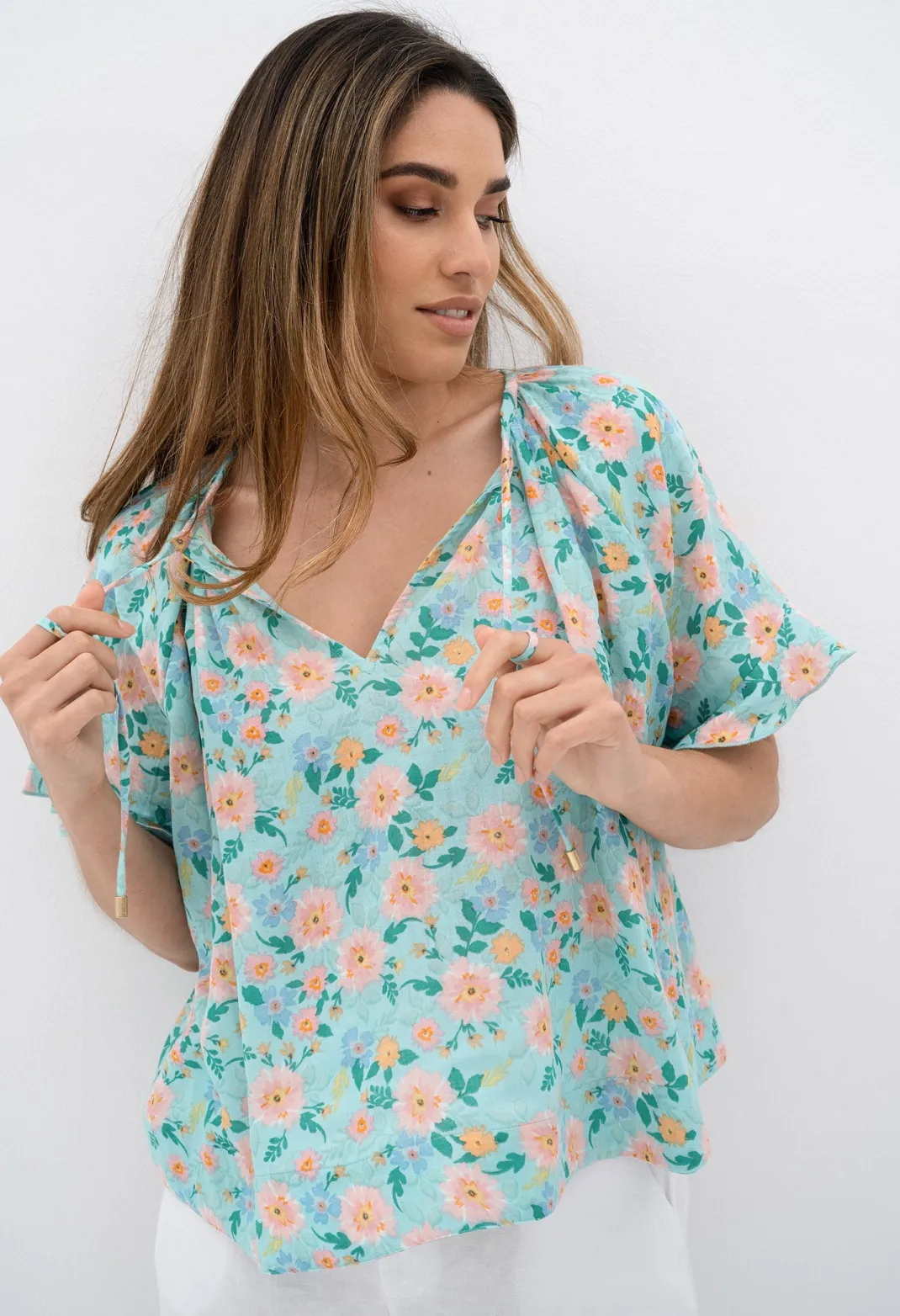 Blouses>Humidity Lifestyle STARDUST BLOOM BLOUSE