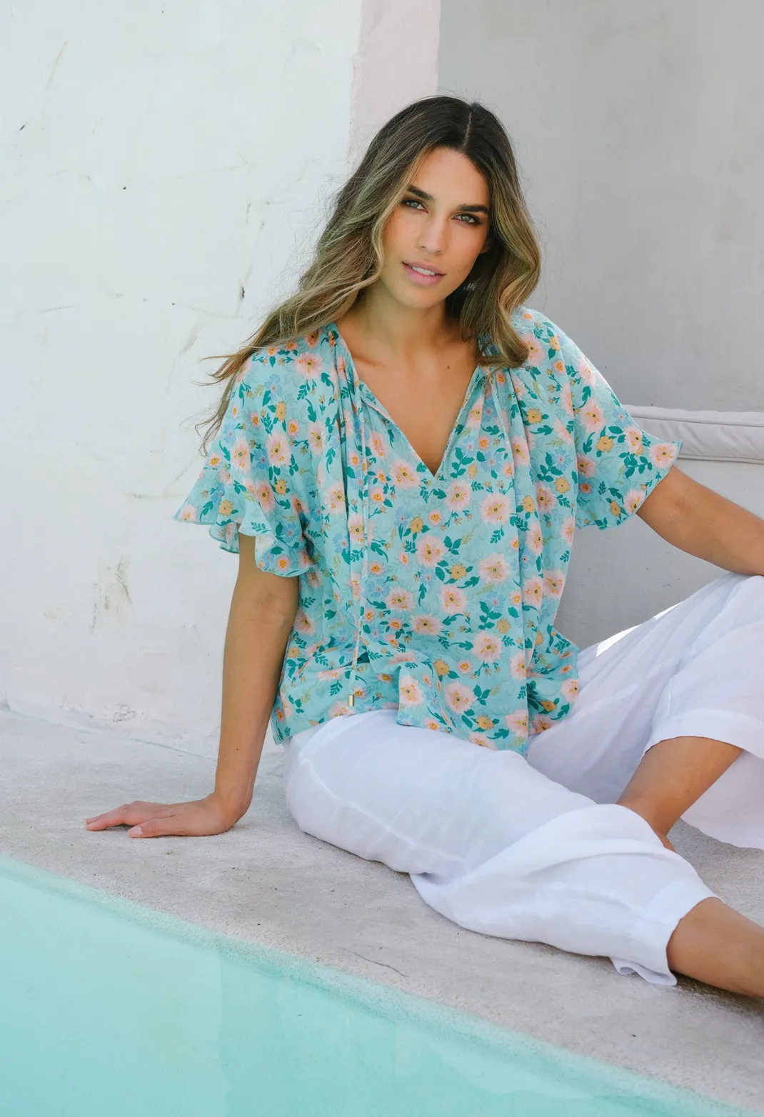 Blouses>Humidity Lifestyle STARDUST BLOOM BLOUSE