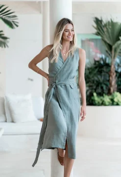 Midi Dresses>Humidity Lifestyle THE WRAP DRESS