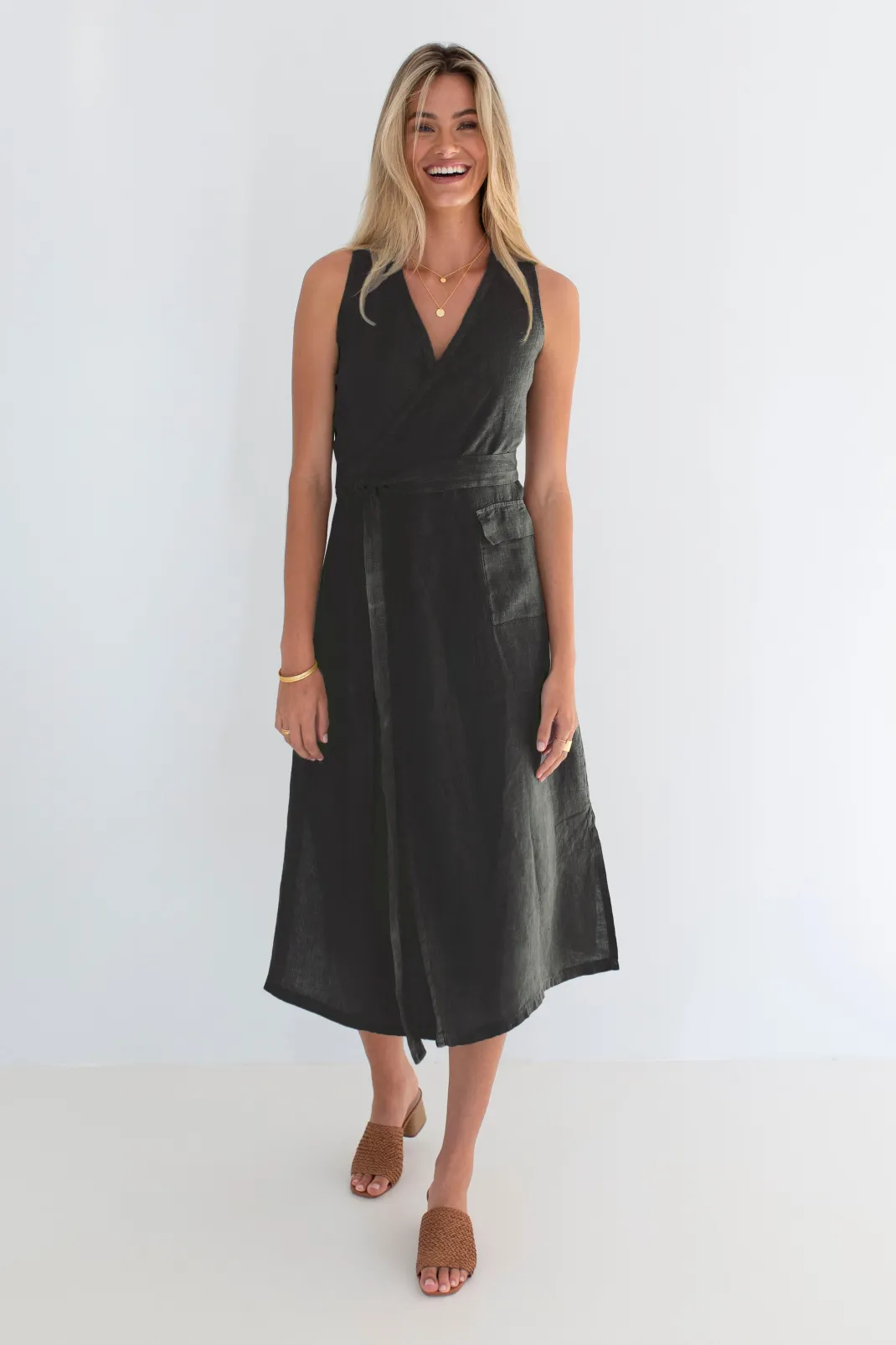 Midi Dresses>Humidity Lifestyle THE WRAP DRESS